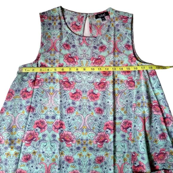 LABEL RACHEL RACHEL ROY FLORAL BLOUSE SIZE M HI-LO TIE FRONT SLEEVELESS - Picture 7 of 7